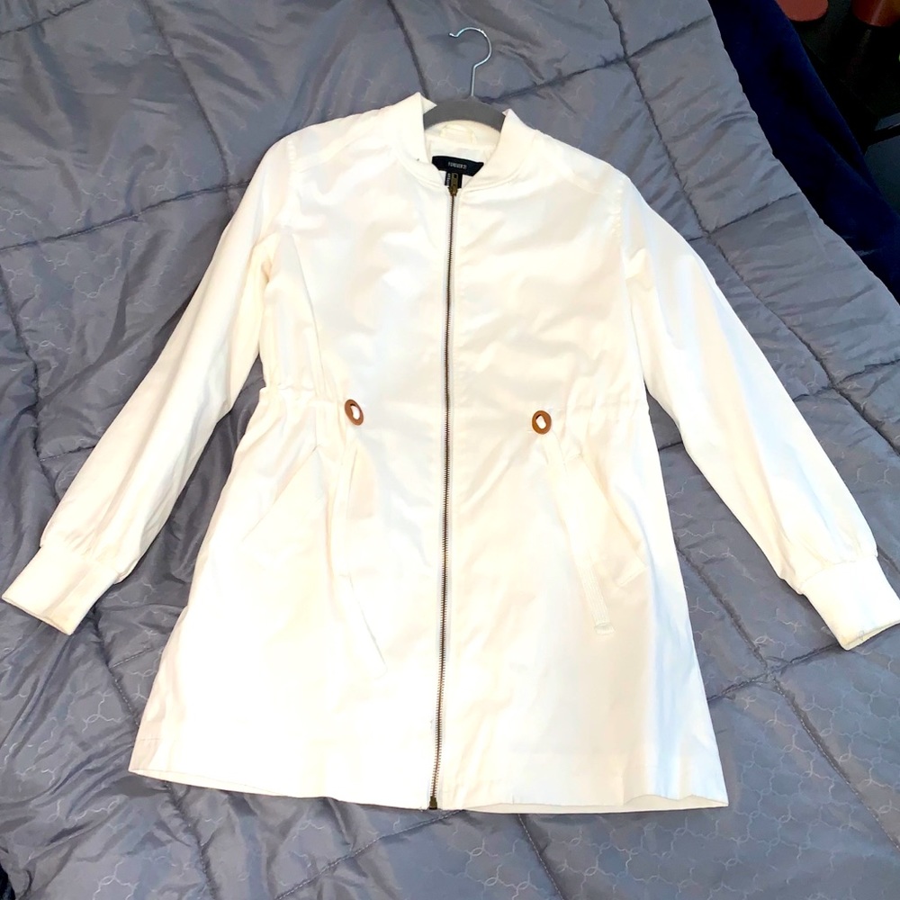 White Longline Bomber Jacket